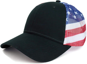 Armycrew American Flag Printed Mesh Back Structured Trucker Cap