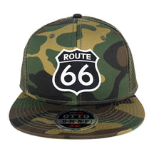 Armycrew Route 66 Black White Patch Camo Snapback Mesh Flatbill Baseball Cap