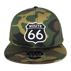Armycrew Route 66 Black White Patch Camo Snapback Mesh Flatbill Baseball Cap