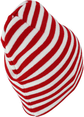 Armycrew Red White Stripe Short Skull Beanie