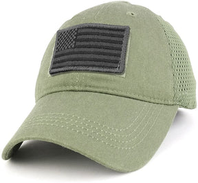 Armycrew USA Grey Flag Tactical Patch Cotton Adjustable Trucker Cap