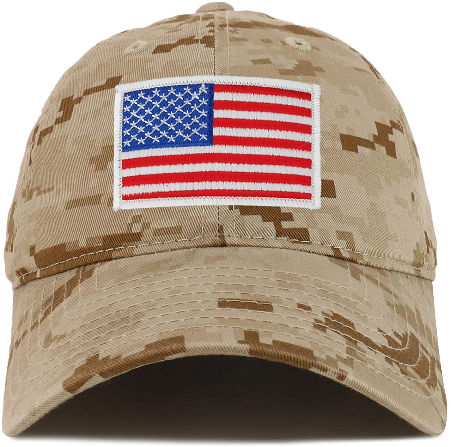 Armycrew White American Flag Patch Camo Soft Crown Baseball Cap - DES
