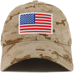 Armycrew White American Flag Patch Camo Soft Crown Baseball Cap - DES