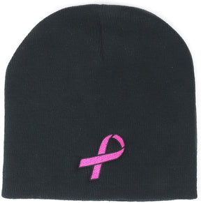 Armycrew Breast Cancer Awareness Pink Ribbon Embroidered Short Beanie