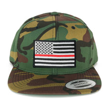 Flexfit Patriotic American Flag Patch Flat Bill Snapback Cap - Camo