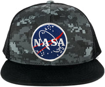 NASA Meatball Round Embroidered Iron On Patch Flat Bill Snapback Trucker Mesh Cap - BNB