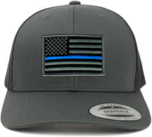 Armycrew American Flag Patch Snapback Trucker Mesh Cap - Charcoal