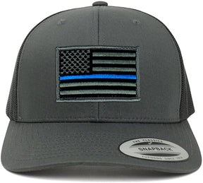 Armycrew American Flag Patch Snapback Trucker Mesh Cap - Charcoal