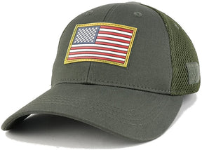 Armycrew USA Gold American 3D Flag Rubber Tactical Patch Low Crown Adjustable Mesh Cap