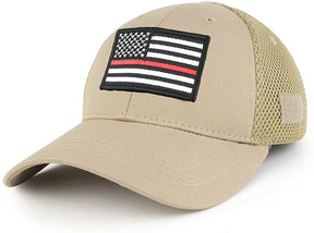 Thin RED Line American Flag Embroidered Patch Low Crown Adjustable Tactical Mesh Cap