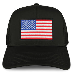 Armycrew XXL Oversize White Black Border USA Flag Patch Mesh Back Trucker Baseball Cap