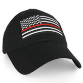 Armycrew US Thin Red Line Flag Embroidered Cotton Baseball Cap