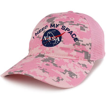 Low Profile Unstructured NASA, I Need My Space Embroidered Camo Mesh Trucker Cap