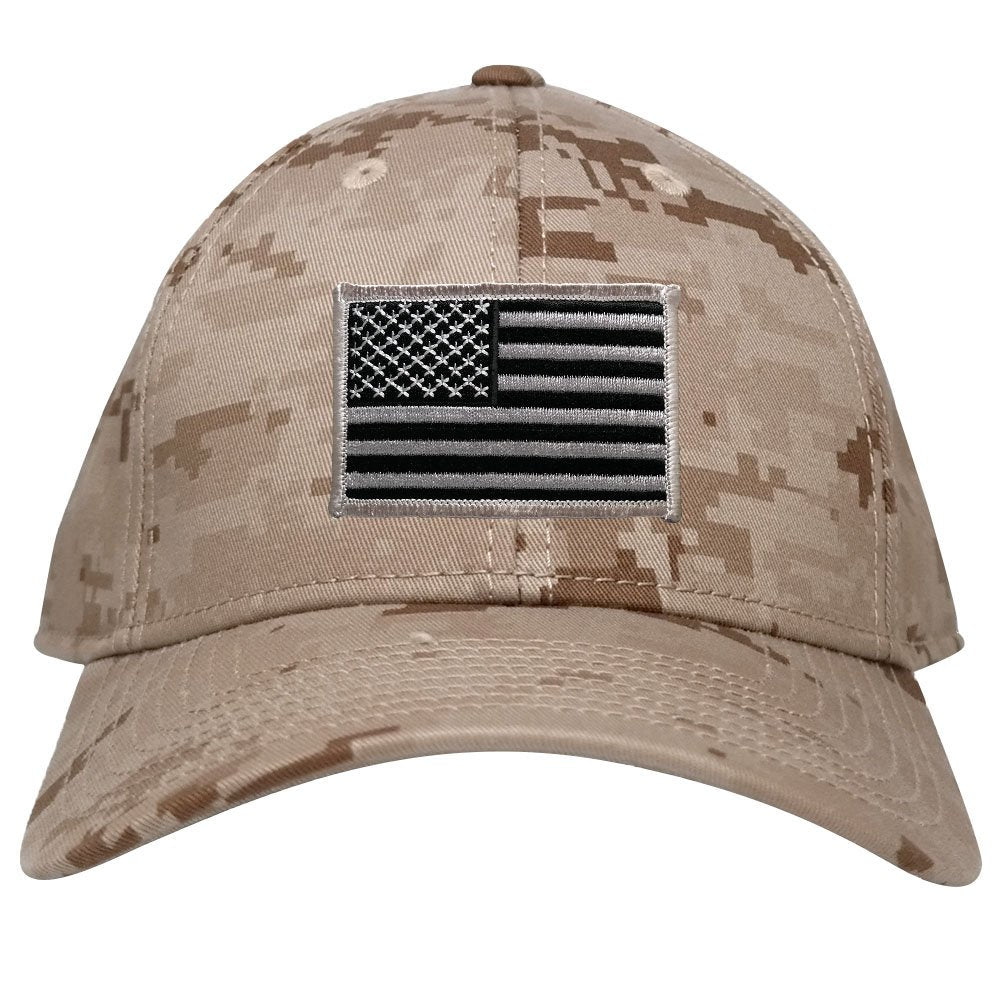 Low Profile US American Flag Patch Camo Cap - DES