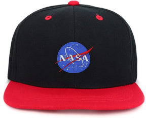 Armycrew Youth Kid's Small NASA Insignia Patch Flat Bill Snapback 2-Tone Baseball Cap