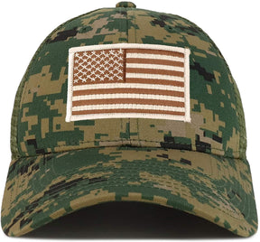 Armycrew Desert American Flag Patch Camouflage Structured Mesh Trucker Cap - MCU