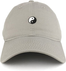 Small Yin Yang Embroidered Washed Cotton Soft Crown Adjustable Dad Hat