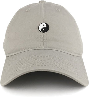 Small Yin Yang Embroidered Washed Cotton Soft Crown Adjustable Dad Hat