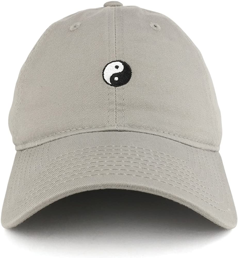 Small Yin Yang Embroidered Washed Cotton Soft Crown Adjustable Dad Hat