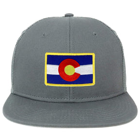Armycrew Oversize XXL Colorado State Flag Patch Flatbill Mesh Snapback Cap - Black - 2XL