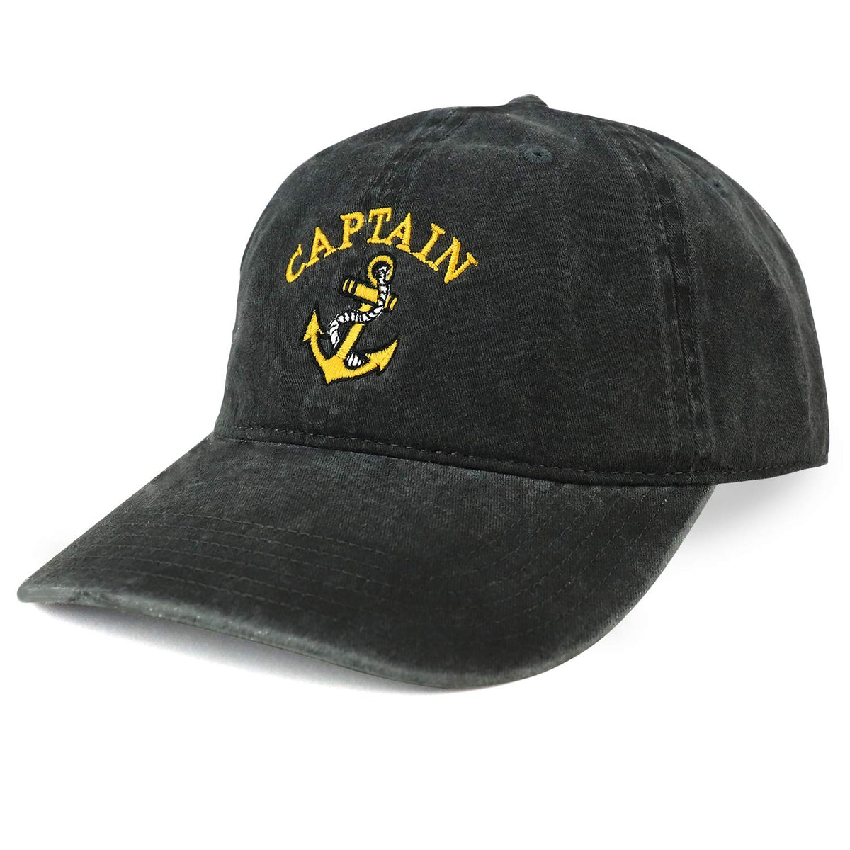 Captain Anchor Logo Embroidered Pigment Dyed 100% Cotton Cap