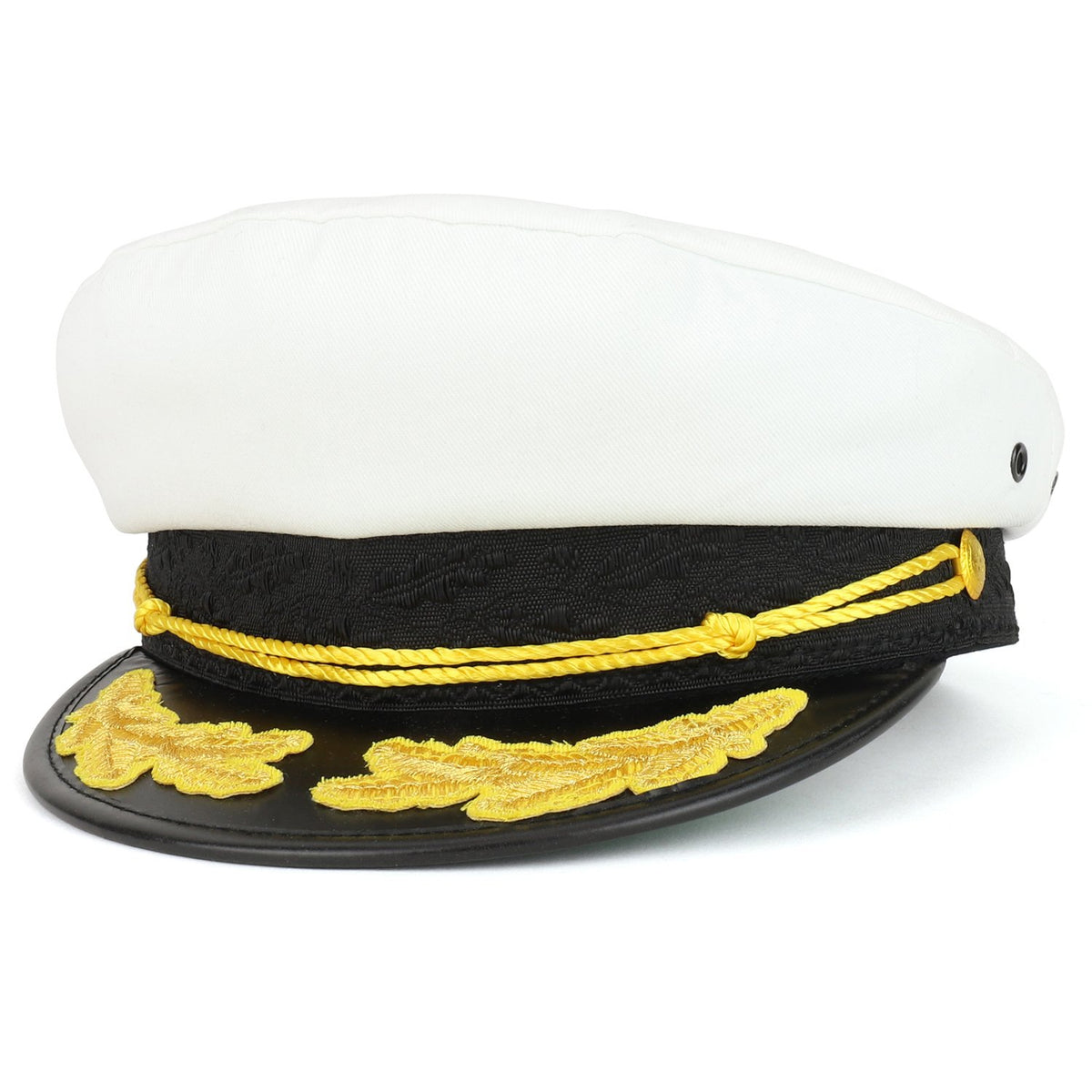 Armycrew Cotton Yacht Captain Costume Hat with Gold Oak Leaf and Rope