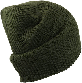Armycrew Vintage Frayed Pattern Knit Deep Slouchy Beanie