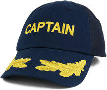 Captain and Oak Leaf Embroidered Soft Cotton Adjustable Mesh Cap