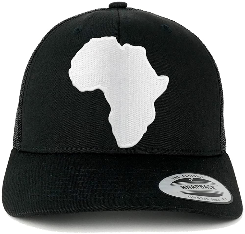 Solid White African Map Embroidered Iron On Patch Mesh Back Trucker Cap