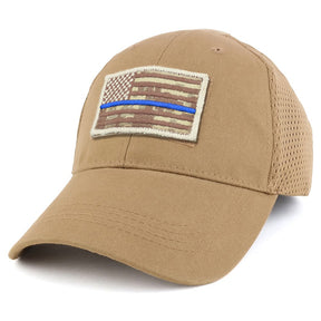 Armycrew USA Desert Digital Thin Blue Flag Tactical Patch Cotton Adjustable Trucker Cap