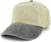 Armycrew Low Profile Blank Two-Tone Washed Pigment Dyed Cotton Dad Cap - Khaki Black