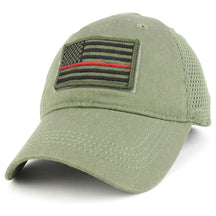 Armycrew USA Olive Thin Red Flag Tactical Patch Cotton Adjustable Trucker Cap