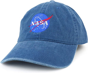 Armycrew NASA Insignia Embroidered 100% Cotton Washed Cap (One Size, White)