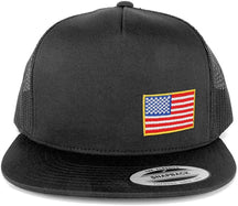 Armycrew 5 Panel Small Yellow Side American Flag Embroidered Patch Flat Bill Mesh Snapback