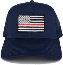 Armycrew XXL Oversize Thin Red Line 2 USA Flag Patch Mesh Back Trucker Baseball Cap