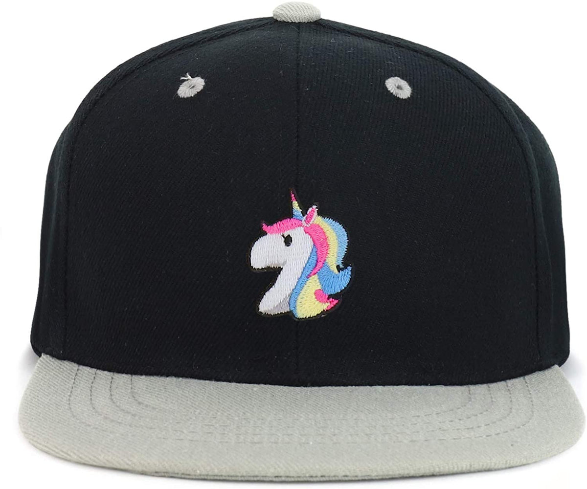 Armycrew Youth Kid's Unicorn Patch Flat Bill Snapback 2-Tone Baseball Cap