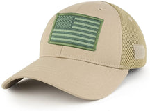 Armycrew US American Flag Olive Embroidered Patch Low Crown Adjustable Tactical Mesh Cap