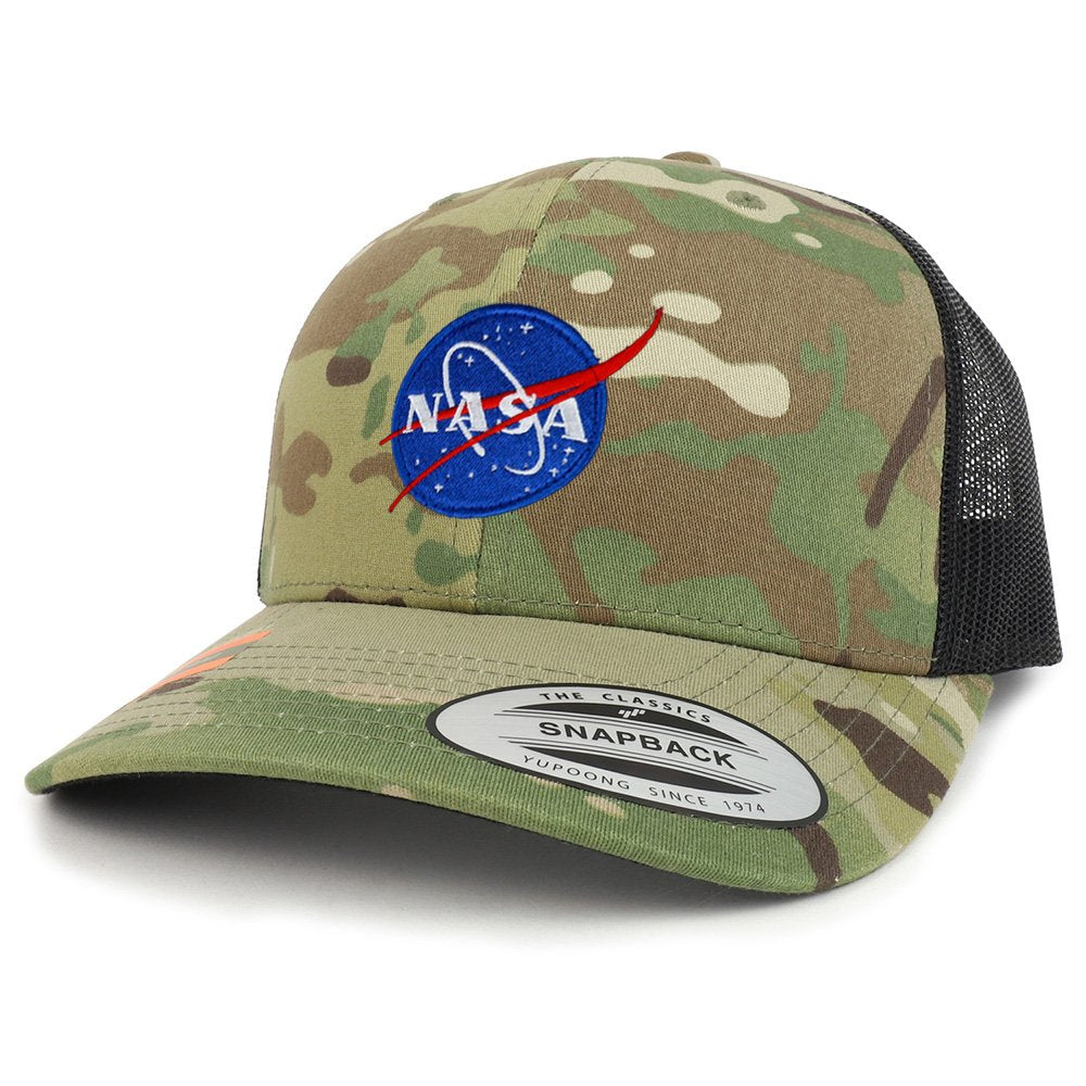 Armycrew Small NASA Insignia Patch Camouflage Structured Trucker Mesh Baseball Cap