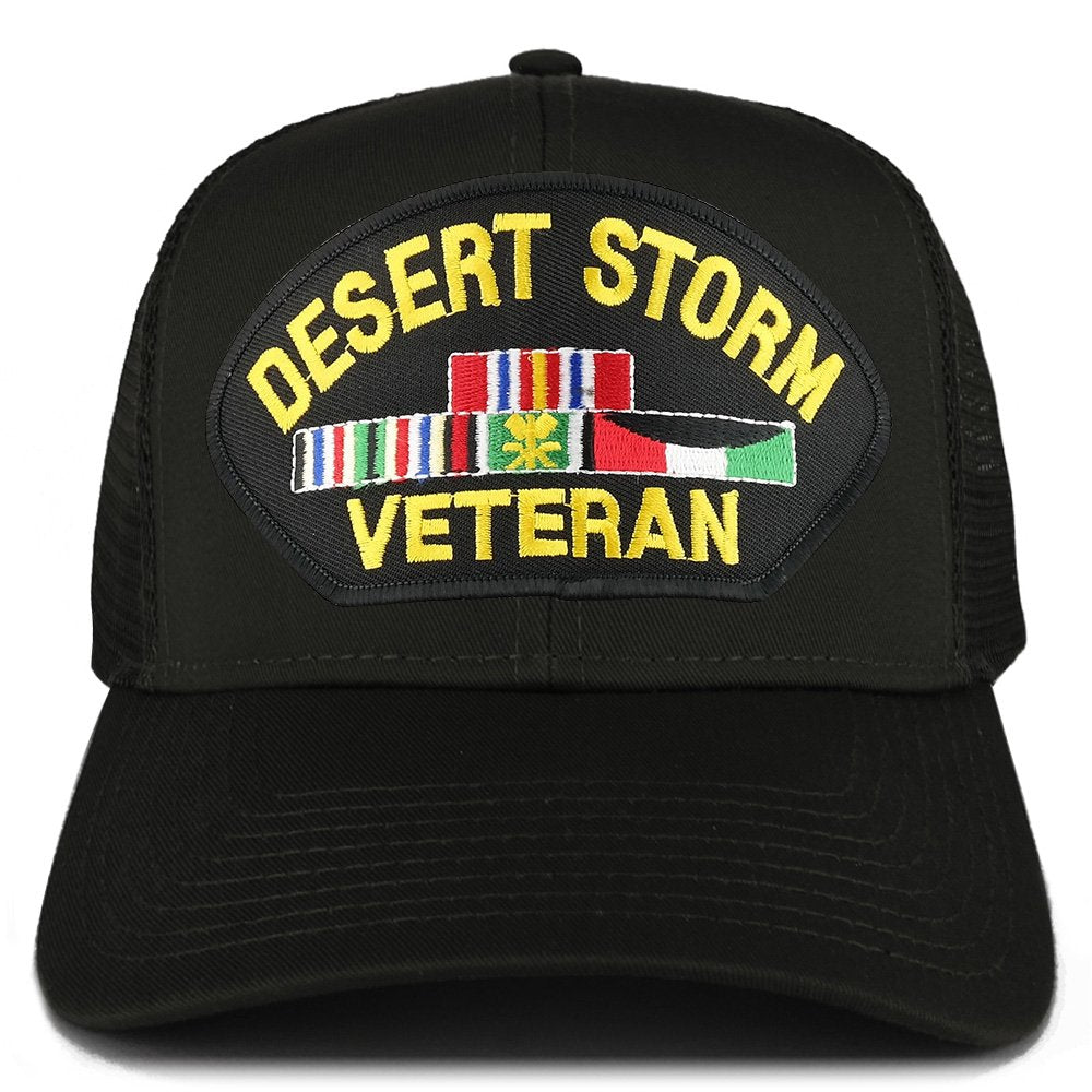 Armycrew Desert Storm Veteran Embroidered Patch Snapback Mesh Trucker Cap