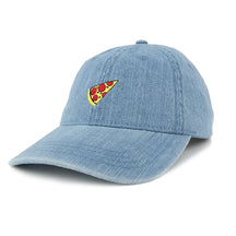 Armycrew Fashionable Distressed Denim Pizza Embroidered Accent Baseball Cap