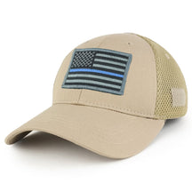 Armycrew US American Flag Thin Blue Line Embroidered Patch Low Crown Adjustable Tactical Mesh Cap