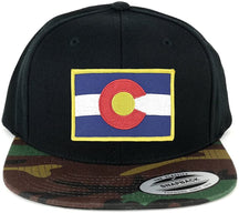 Flexfit Colorado Western State Flag Embroidered Patch Snapback Cap with Camo Visor