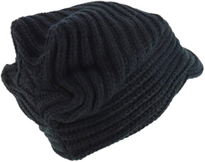 Armycrew Rasta Cable Knit Slouch Winter Visored Beanie Hat