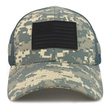 Armycrew US American Flag Black 3D Rubber Tactical Patch Trucker Mesh Back Cap