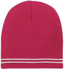 Two Tone Color Winter Short Stripe Beanie Hat