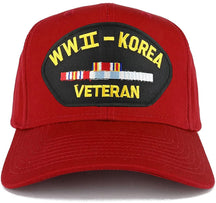 Armycrew WW2 to Korea Veteran Embroidered Patch Snapback Baseball Cap