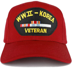 Armycrew WW2 to Korea Veteran Embroidered Patch Snapback Baseball Cap