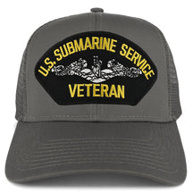 Armycrew US Submarine Service Veteran Embroidered Patch Snapback Mesh Trucker Cap - Black
