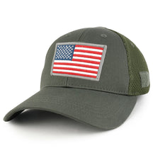 US American Flag Original with Grey Border Embroidered Patch Low Crown Adjustable Tactical Mesh Cap