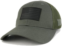Armycrew US American Flag Black 3-D Rubber Tactical Patch Low Crown Adjustable Mesh Cap